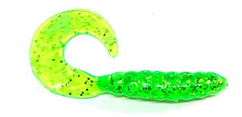 Almost Alive 4 Curly Tail Soft Grub Lure 8 Pack Green Flake Curly