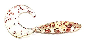 3" Super Swimmers Curly Grubs SS-Clear-Red-G