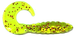 3" Super Swimmers Curly Grubs chartreuse glitter