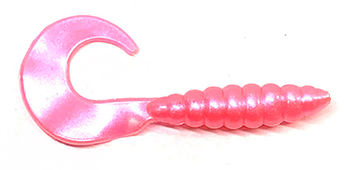 1" Super Swimmers Curly Grubs pearl pink