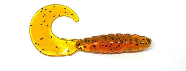 12pcs Orange 8 (w/Tail Extended) Curly Single Tail Perch Grub Lure 5 inch  Scampi Soft Bait